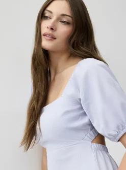 Touch of linen open-back tiered dress