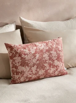 Touch of linen stencil flowers removable-cover cushion