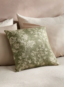 Touch of linen stencil flowers removable-cover cushion