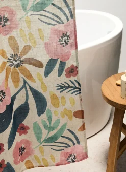 Touch of linen summer blooms shower curtain