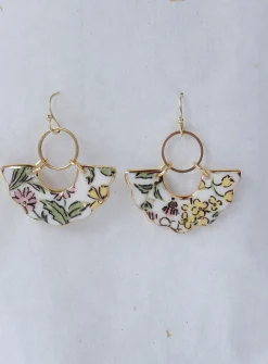 Toya porcelain fan earrings