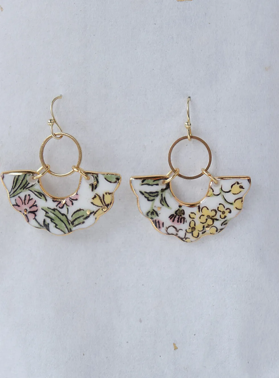 Toya porcelain fan earrings