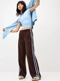 Track stripe wide-leg sweatpant