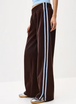 Track stripe wide-leg sweatpant