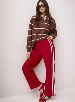 Track stripe wide-leg sweatpant