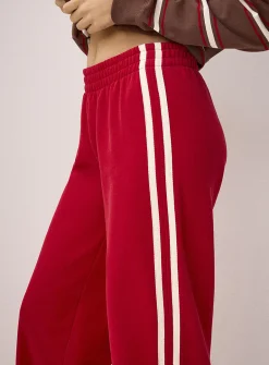 Track stripe wide-leg sweatpant