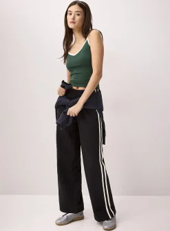 Track stripe wide-leg sweatpant