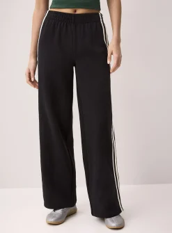 Track stripe wide-leg sweatpant