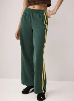 Track stripe wide-leg sweatpant