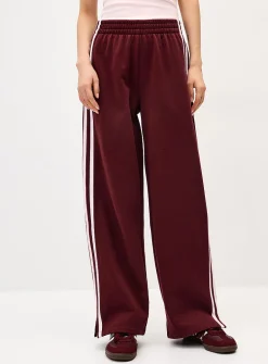 Track stripe wide-leg sweatpant