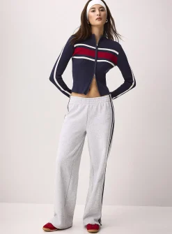Track stripe wide-leg sweatpant