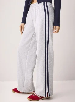 Track stripe wide-leg sweatpant
