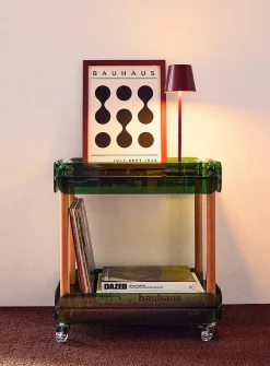 Translucent trays and beech wood frame trolley