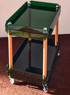 Translucent trays and beech wood frame trolley