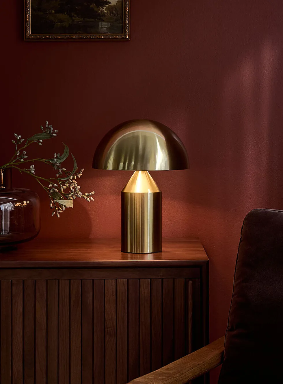 Travis polished brass table lamp