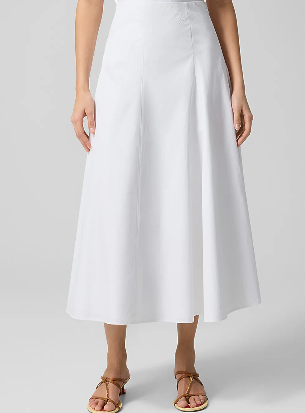 Triangle flared poplin skirt