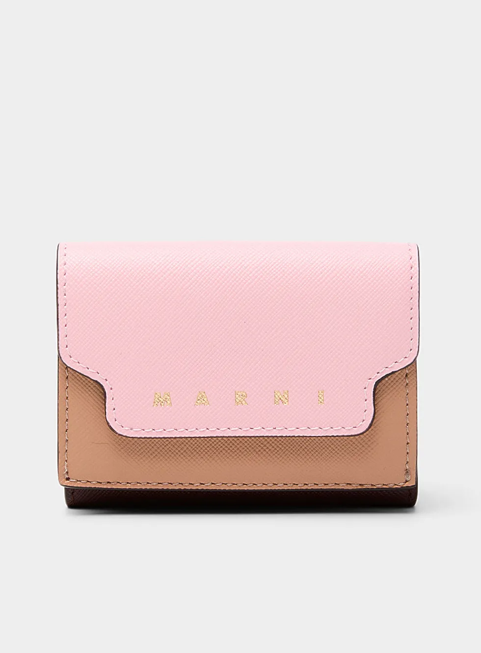 Tricolour leather folded wallet