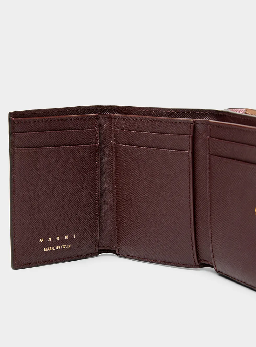 Tricolour leather folded wallet
