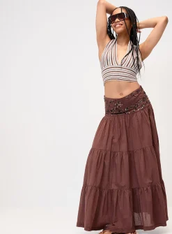 Tricolour striped knit halter cami
