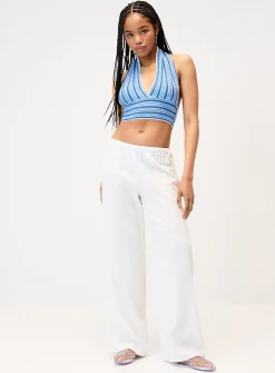 Tricolour striped knit halter cami