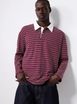 Tricolour striped rugby polo