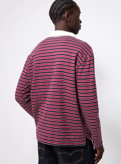 Tricolour striped rugby polo