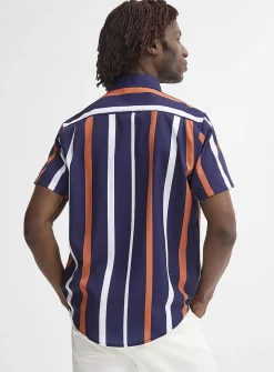 Tricolour vertical stripe soft shirt