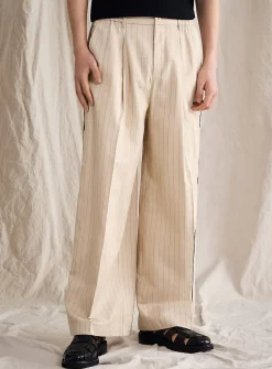 Trimmed banker-stripe pant