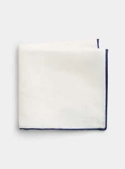 Trimmed pure linen pocket square