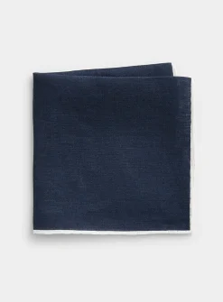Trimmed pure linen pocket square