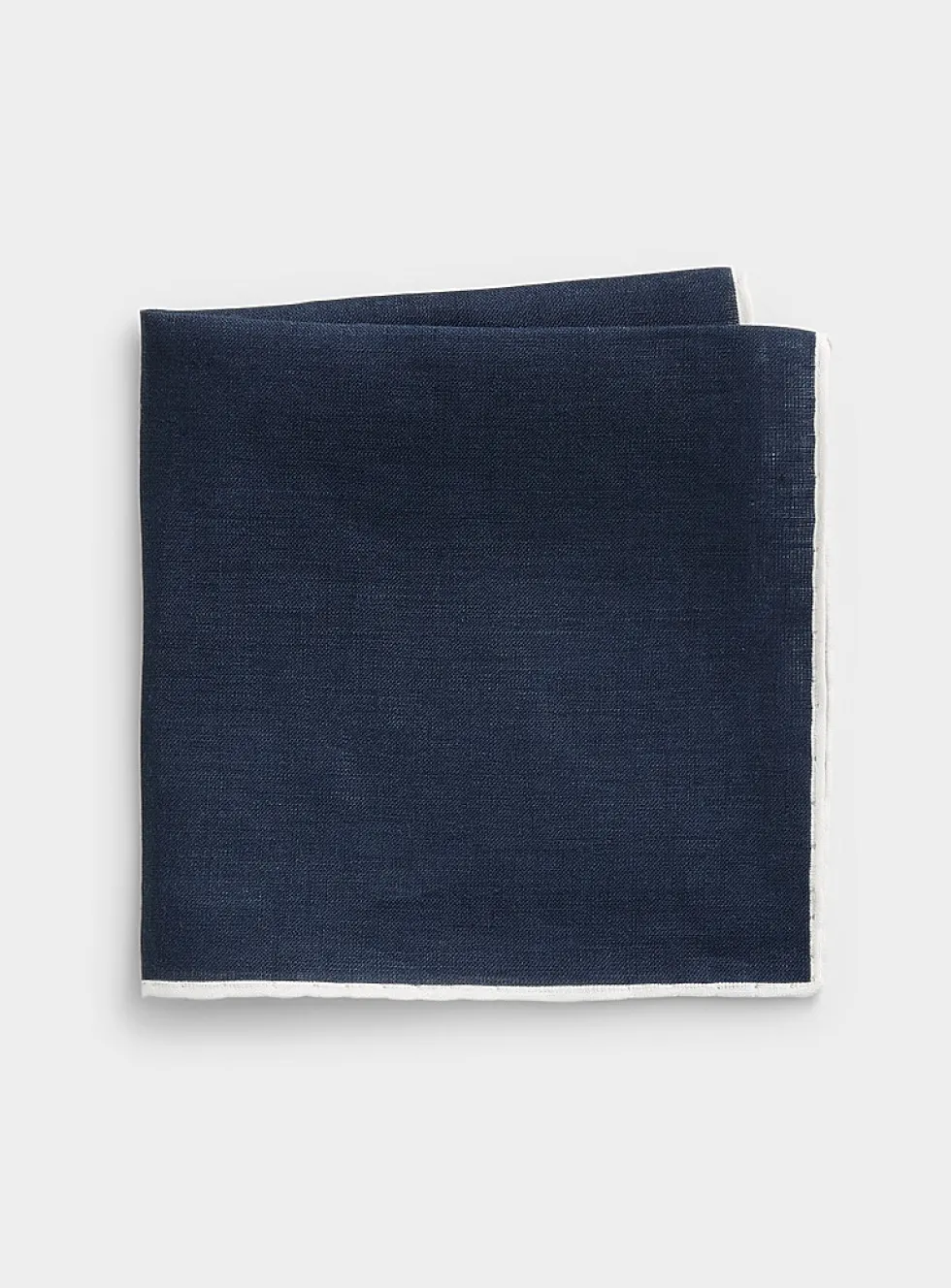 Trimmed pure linen pocket square