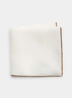 Trimmed pure linen pocket square