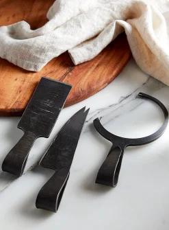 Trio of forged cheese knives