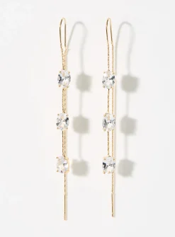 Triple gemstone and post earrings