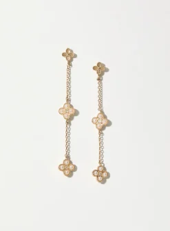 Triple-flower long earrings