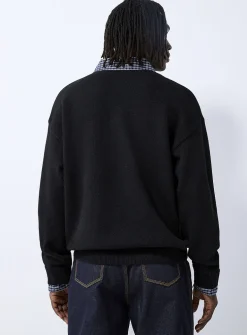 Trompe-l'oeil knit polo
