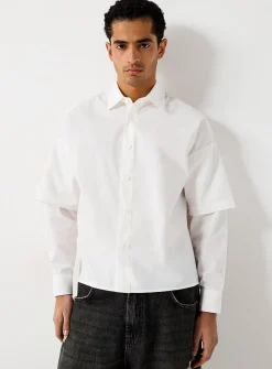 Trompe-l'oeil poplin shirt