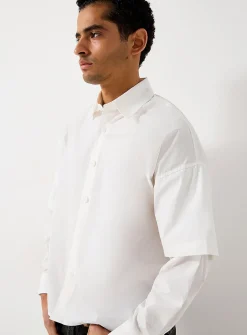 Trompe-l'oeil poplin shirt