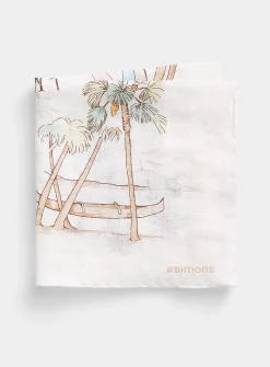 Tropical beach linen pocket square
