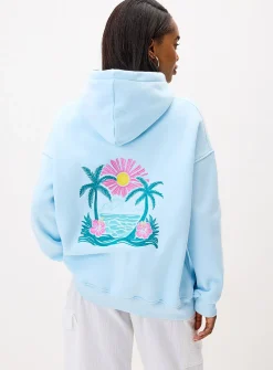 Tropical embroidery hoodie