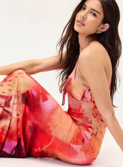 Tropical flowers mesh maxi dress