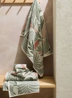 Tropical foliage organic cotton towels
