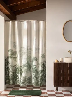 Tropical leaves shower curtain