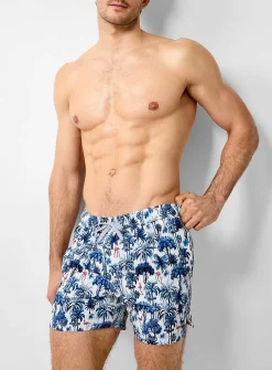 Tropical palm tree swim trunk