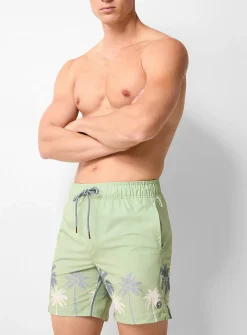 Tropical palm tree swim trunk