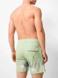 Tropical palm tree swim trunk
