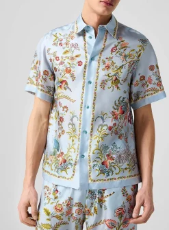 Tropical print pure silk shirt
