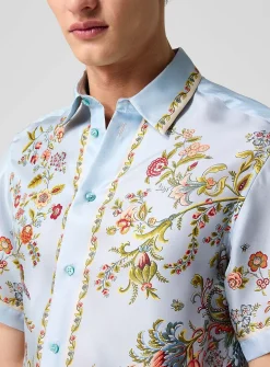 Tropical print pure silk shirt