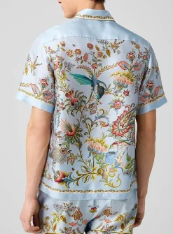 Tropical print pure silk shirt