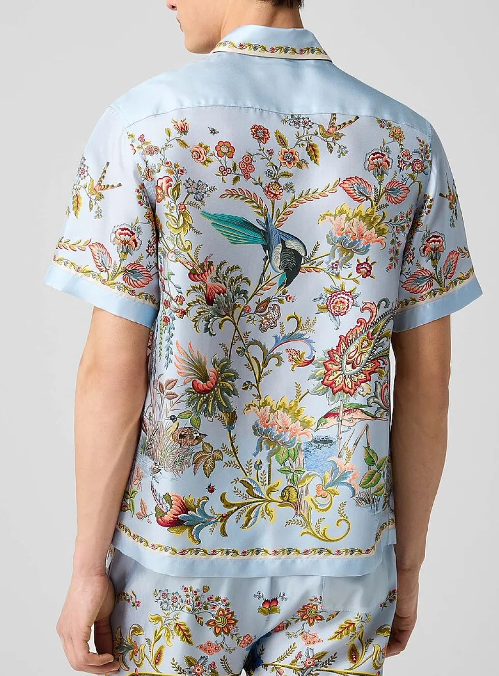 Tropical print pure silk shirt